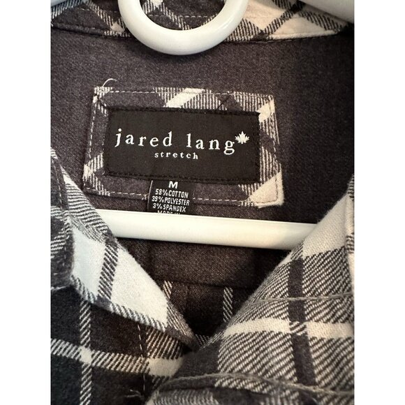Jared Lang Men's Flannel Stretch Button Work Shirt Gray/White Plaid • Medium - Picture 9 of 9